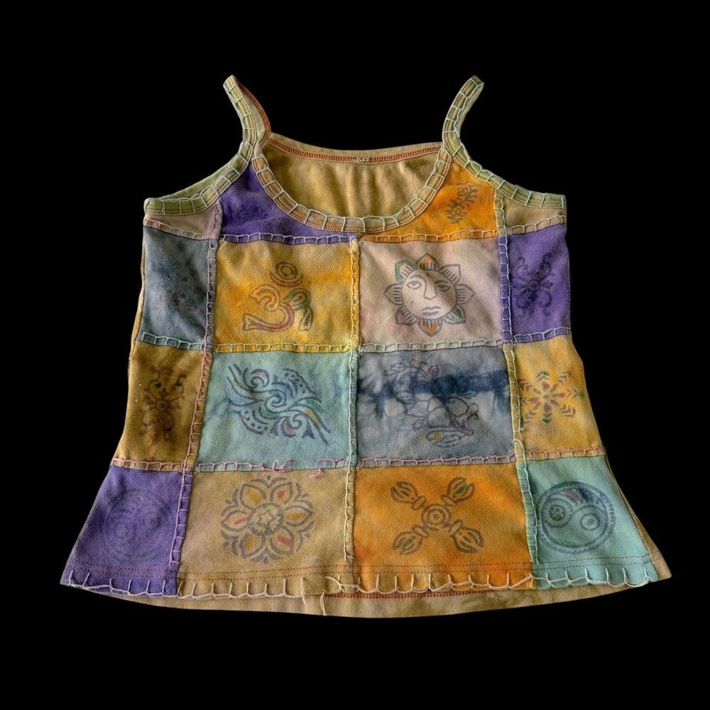 Y2K Fairy Boho Indie Sleeze Tie Dye Cami Tank Top Sun Om Festival XL
